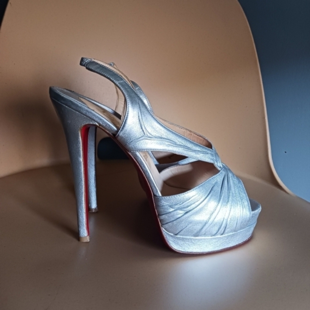 Christian Louboutin Fortuna Silver Heels Size 38.5